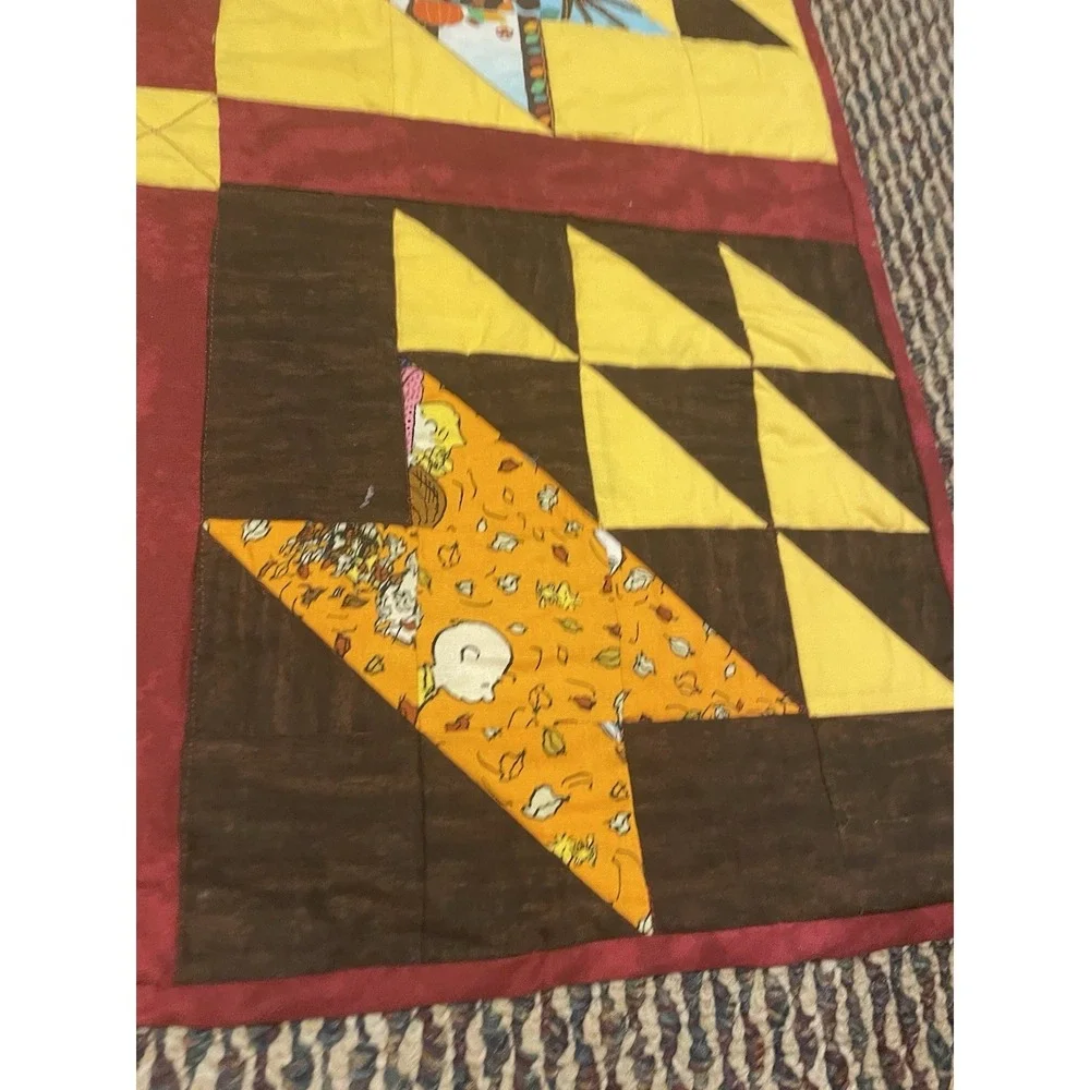 Handmade Bear Paw Quilt Blanket Quilted Autumn Fall Peanuts Snoopy 39